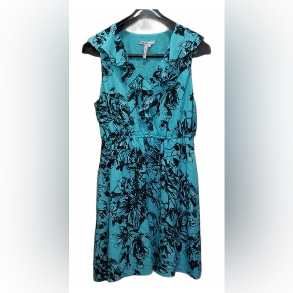 NWOT BCBGeneration Teal Ruffle Floral Sleevless Dress - Picture 3 of 7